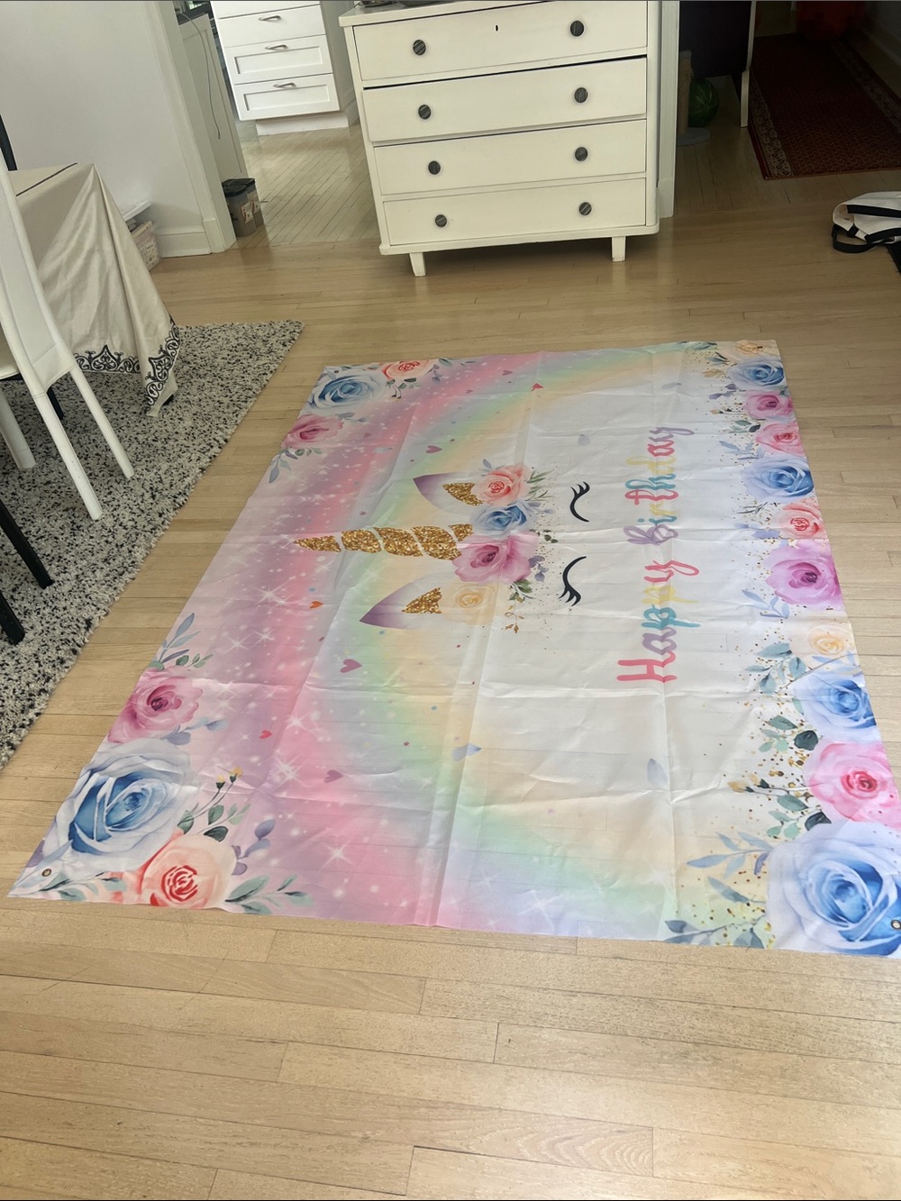 Unicorn Birthday Backdrop - Pastel Rainbow Floral